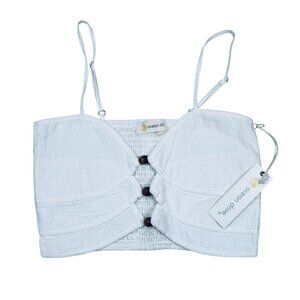 Ocean Drive Large White Peek a Boo Crop Top Ruched Summer Coastal